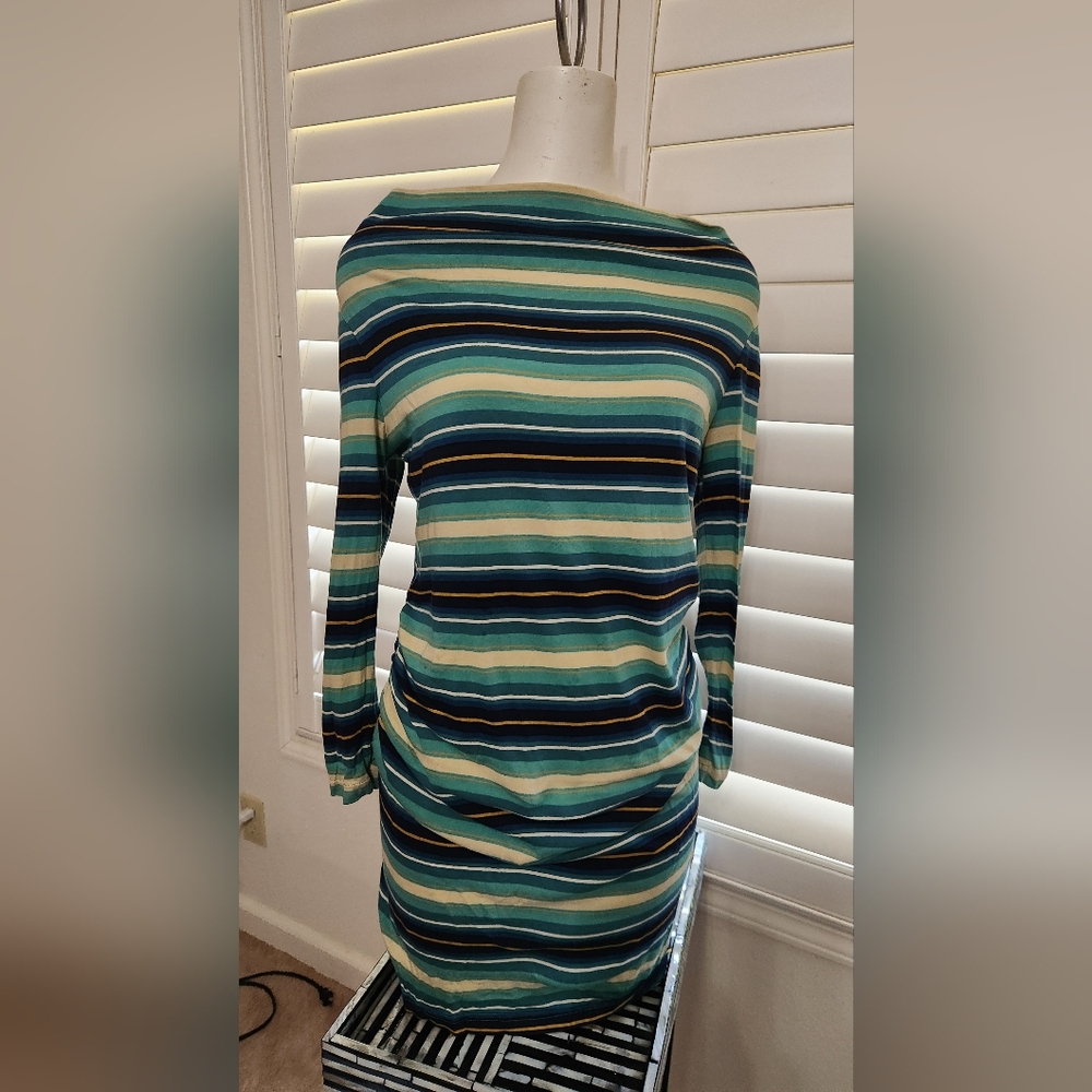 Patagonia Striped Long Sleeve Dress in Blue and Green